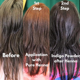 Close-up texture of indigo powder from The Henna Guys highlighting fine grind
