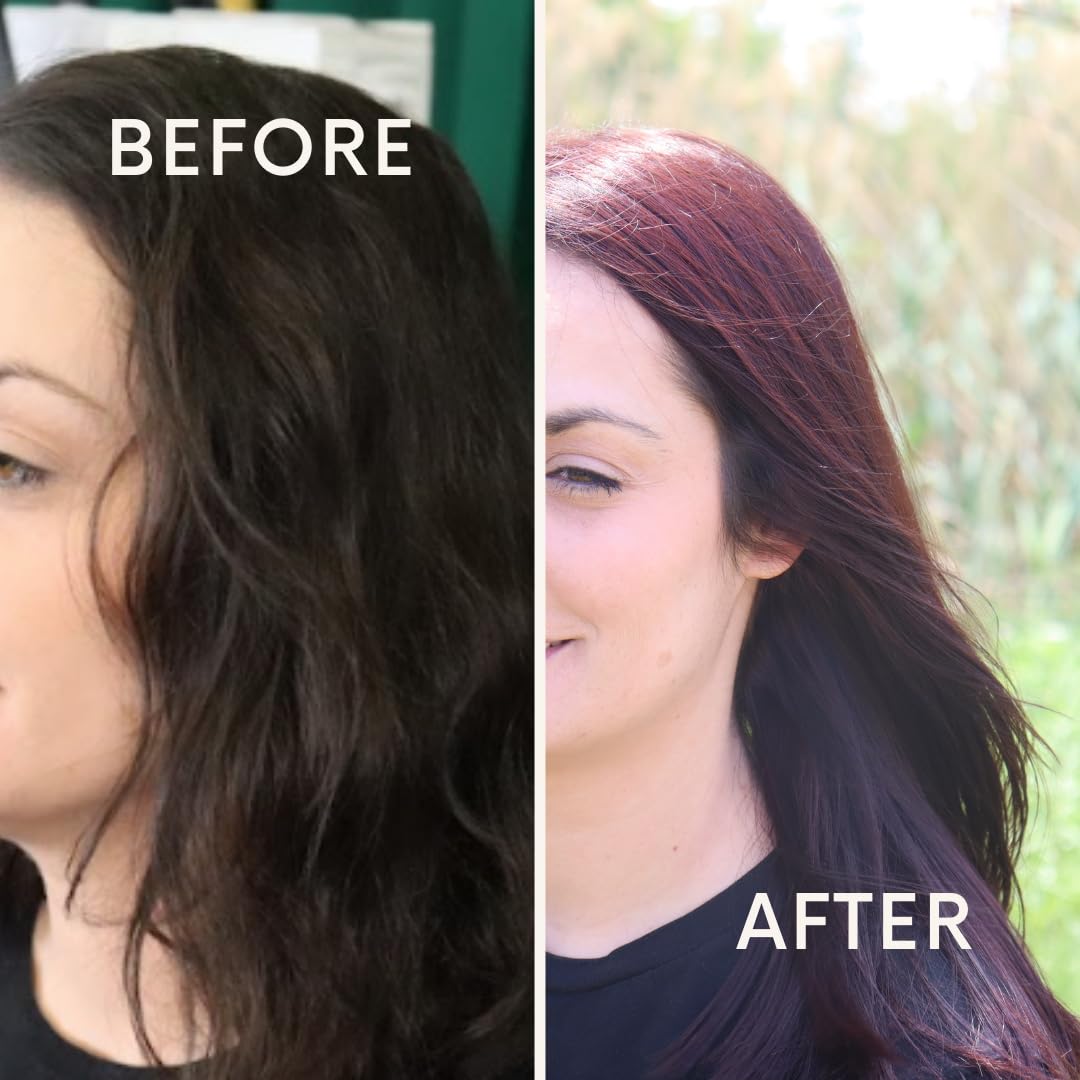 The Henna Guys lifestyle portrait showing warm burgundy hair tone