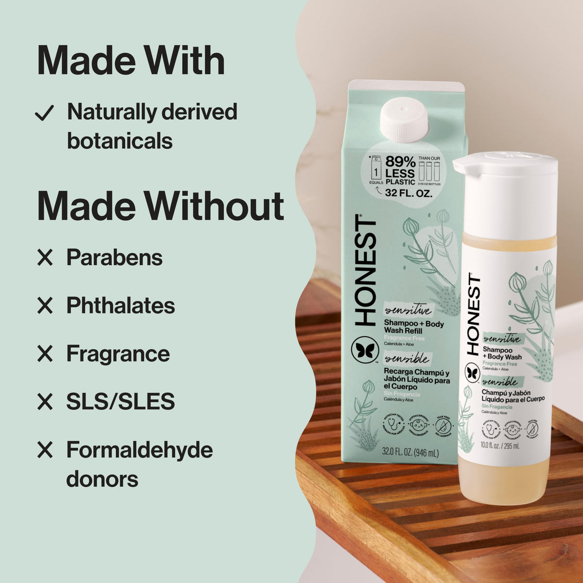 The Honest Company creamy lather close-up showing mild gentle-foam benefit