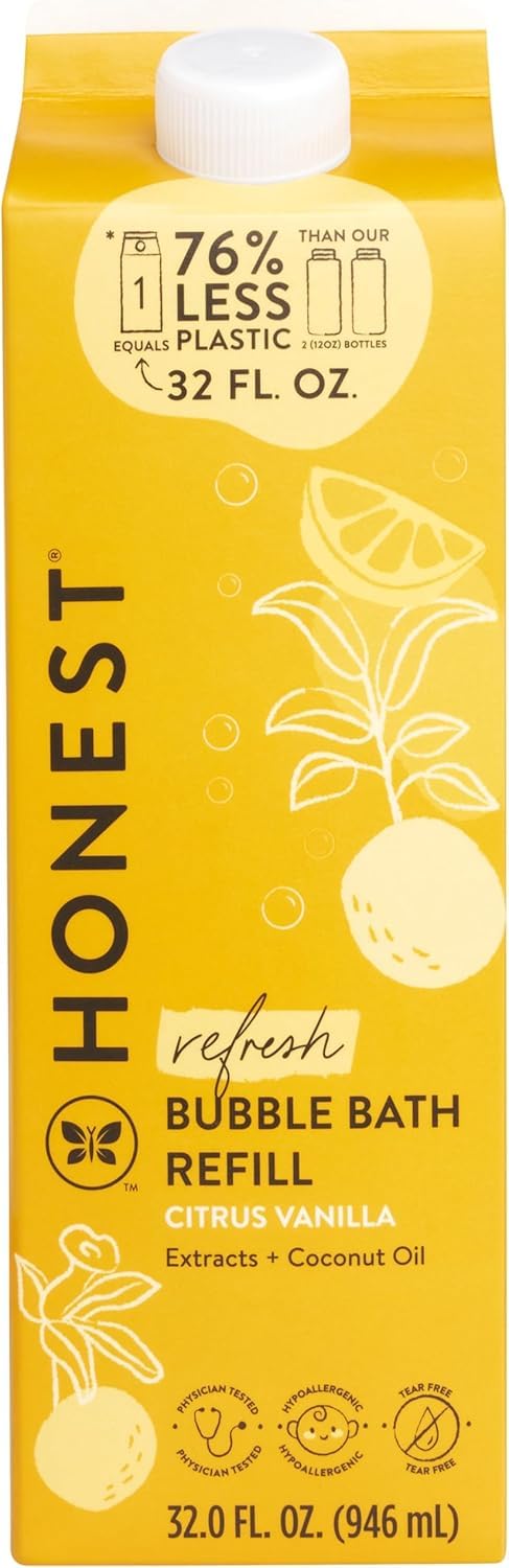 The Honest Company front carton showing product and volume, reduces plastic waste