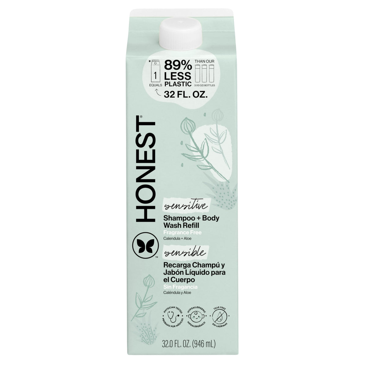 The Honest Company front packaging showing fragrance-free gentle cleanser benefit