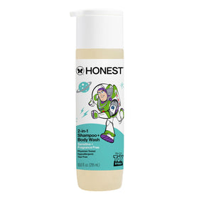 The Honest Company front packaging showing Toy Story character and benefit gentle cleansing