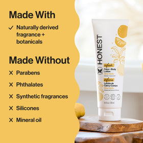 The Honest Company ingredients label highlighting shea butter and jojoba for nourishment
