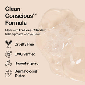 Label close-up showing Honest Company ingredient claims and safety notes