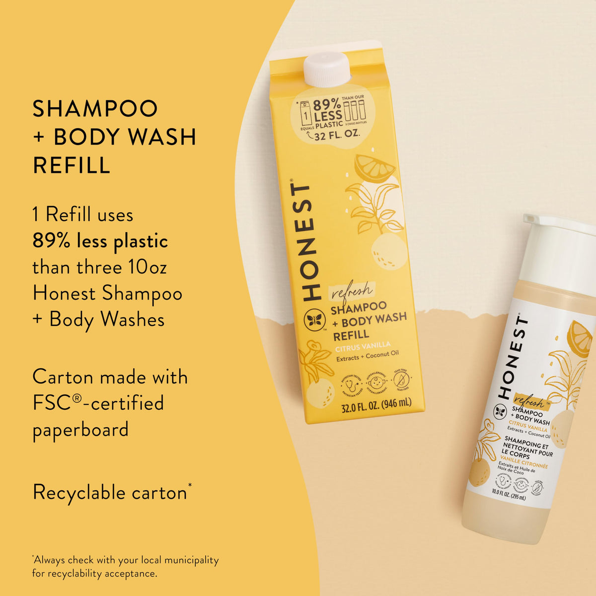 The Honest Company Lavender carton label detail showing naturally derived ingredients