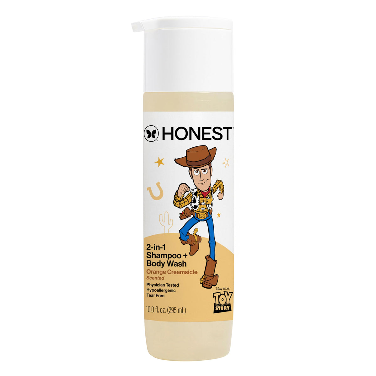 The Honest Company front packaging showing Orange Creamsicle scent and Toy Story art