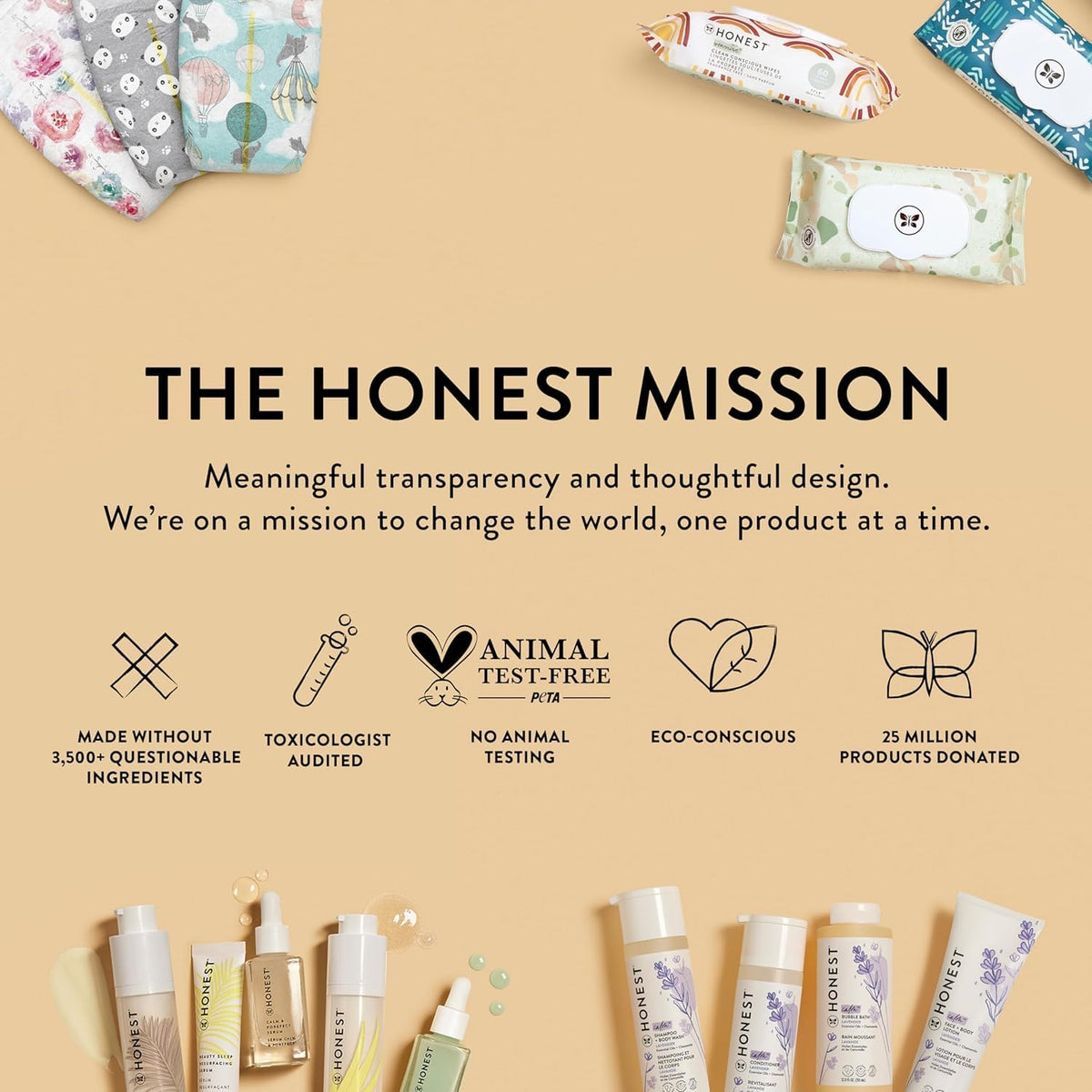 The Honest Company packaging detail with recycling info, indicates eco-conscious design