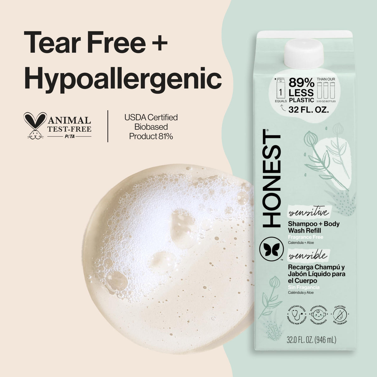 The Honest Company refill carton packaging displaying eco-conscious reduced plastic benefit