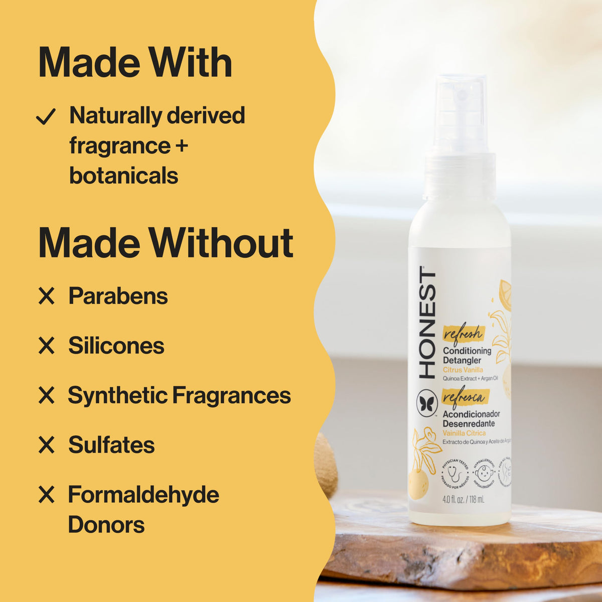 Close-up of ingredients showing argan oil and jojoba visuals for natural nourishment