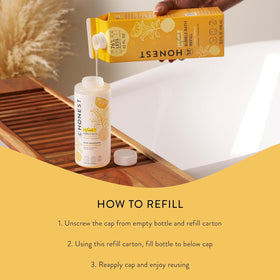 The Honest Company 32 fl oz next to a 12 oz bottle, shows greater value and scale