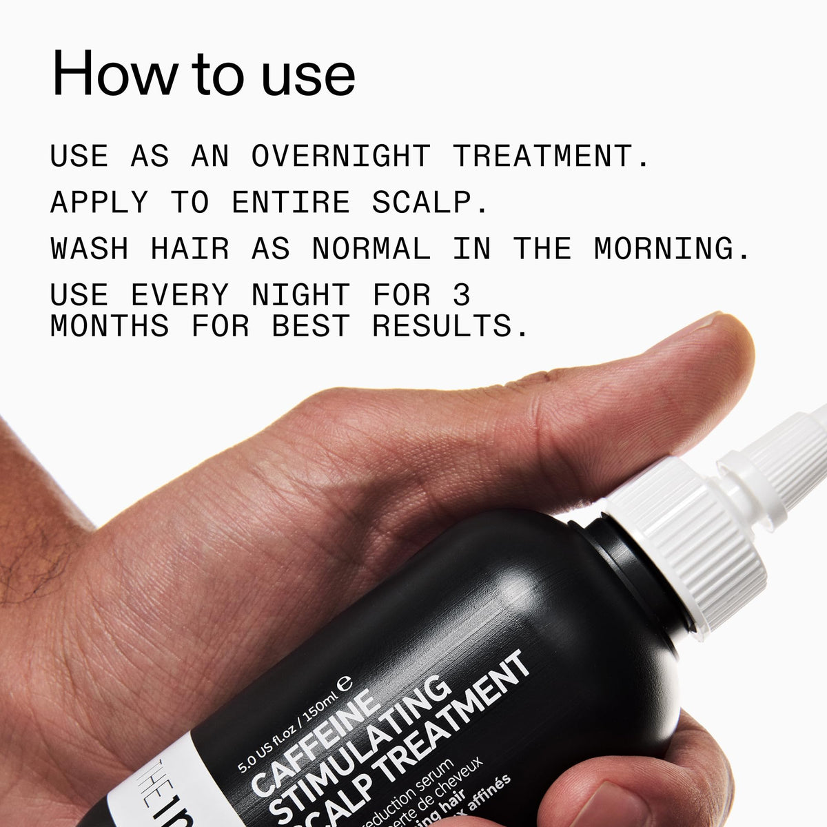 The INKEY List fingertips applying treatment to scalp to illustrate simple nightly use