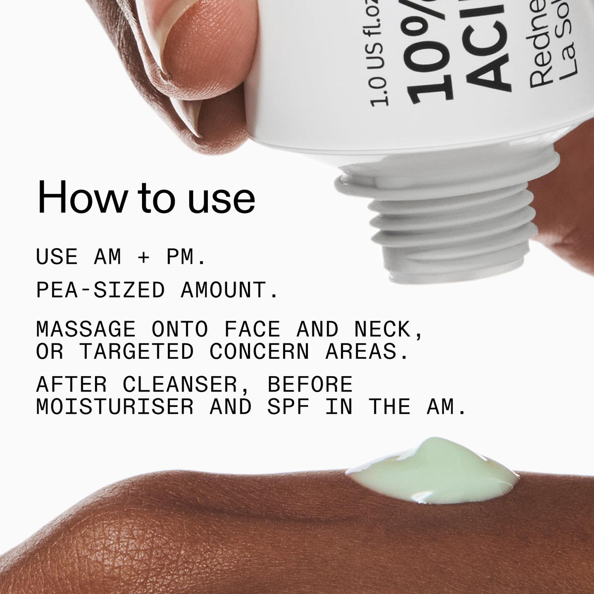 The INKEY List serum applied to skin showing even coverage and redness neutralization