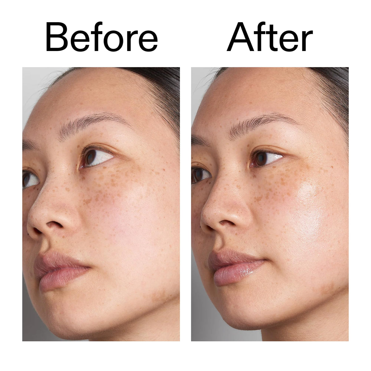 The INKEY List before and after skin look to show plumping effect