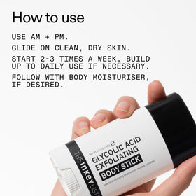 Using The INKEY List stick on thigh to reduce ingrown hairs and bumps benefit