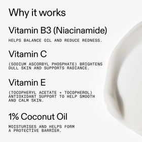 The INKEY List moisturizer beside icons for B3 C E highlighting multi-vitamin skin support