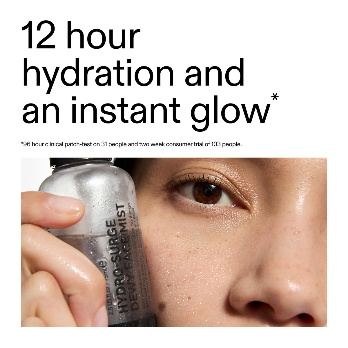 The INKEY List spray in use at an office desk, refreshing skin without disturbing makeup