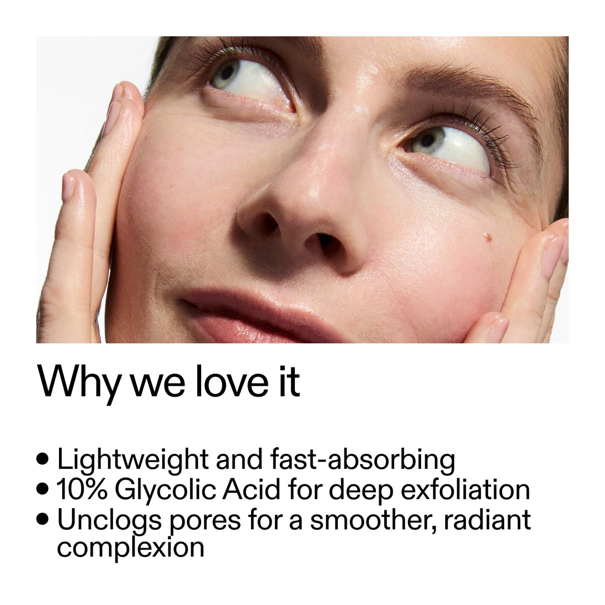 The INKEY List label close-up highlighting glycolic acid and witch hazel ingredients and clarity