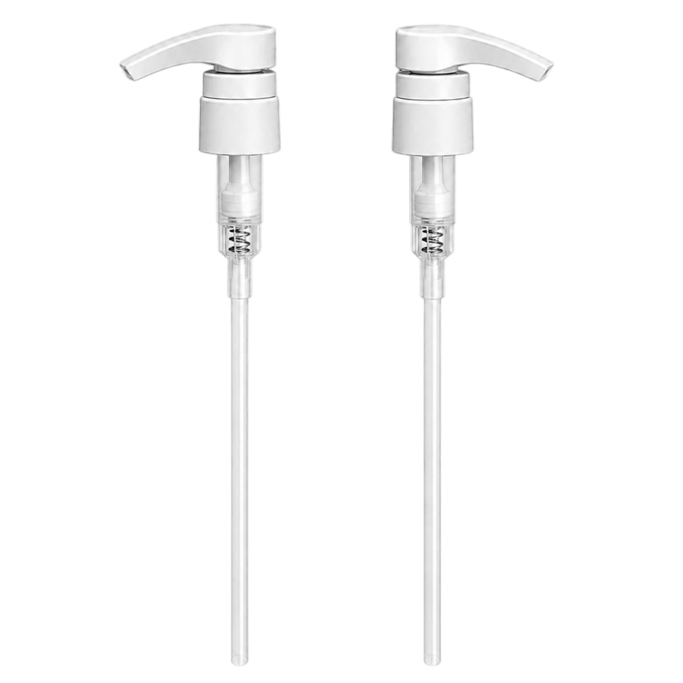 The Kombucha Company front view of two white replacement pump dispensers showing clean design and fit