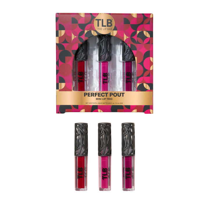 The Lip Bar front packaging showing three mini liquid mattes and gift box, perfect for gifting