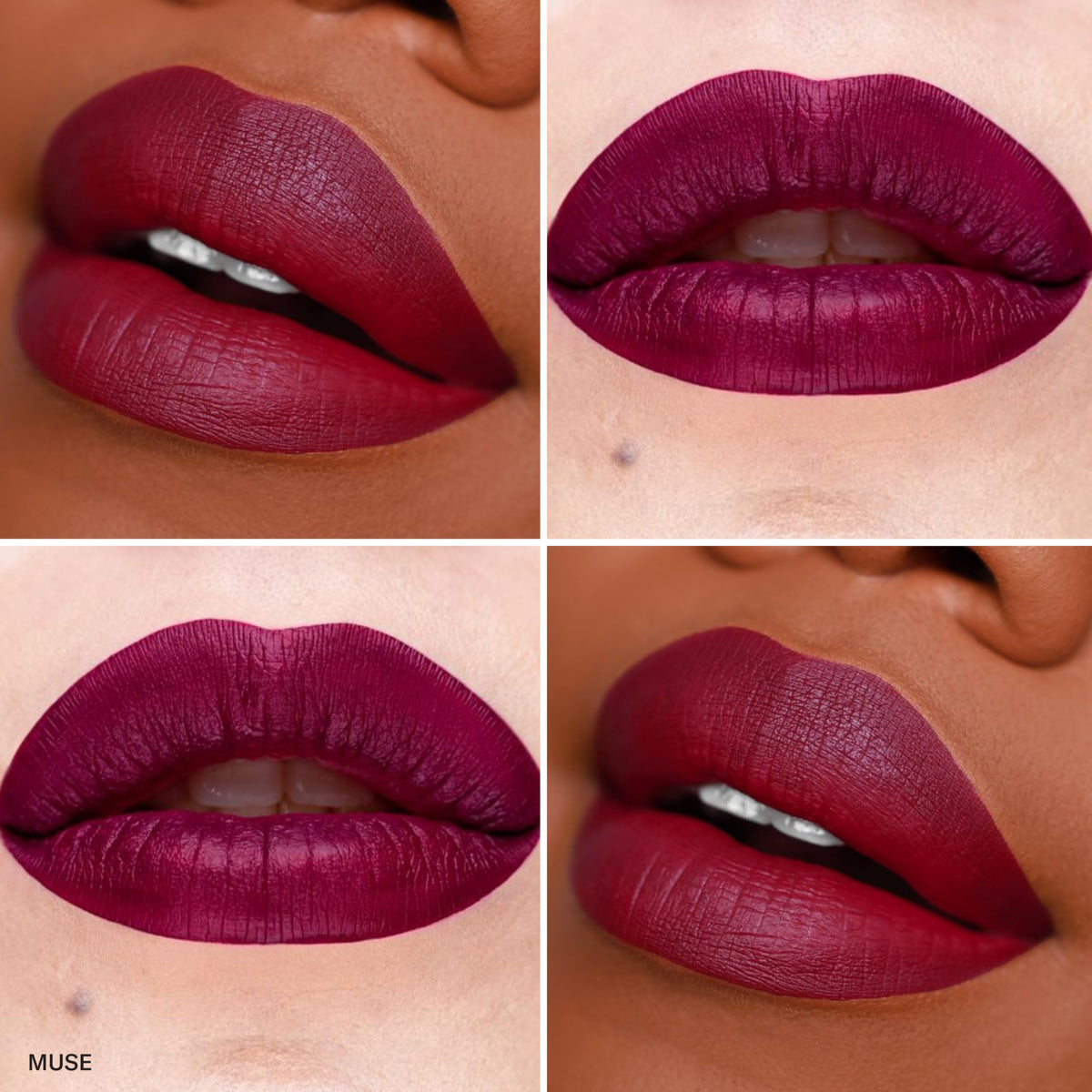 Model at a party wearing The Lip Bar Playmate shade, bold look for events