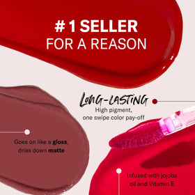 The Lip Bar texture swipe on arm showing rich pigment and blendability