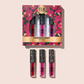 The Lip Bar open gift box displaying Bawse Lady, Muse, and Playmate minis, convenient sampling