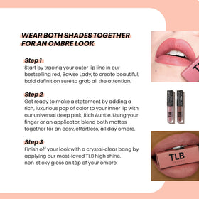 The Lip Bar texture swatch on skin showing creamy glide and high pigment