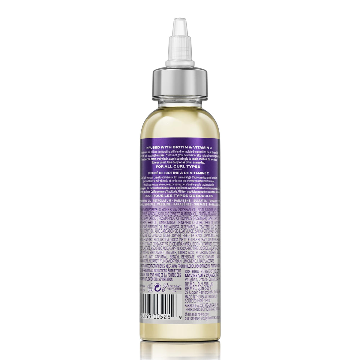 The Mane Choice bottle on bathroom shelf in routine setting, supports daily use