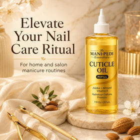 The Mani Pedi Essentials bottle in salon setting demonstrating professional supply use