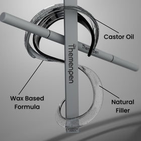 The Men Pen in use filling beard patches, brand enhancing facial definition