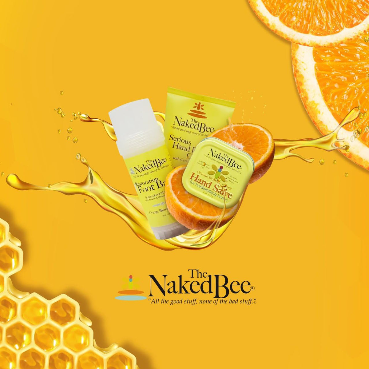 The Naked Bee balm on a bathroom shelf in lifestyle scene suggesting daily self-care