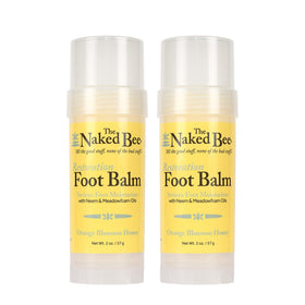 The Naked Bee front view of 2-pack balm showing label and orange blossom scent benefit