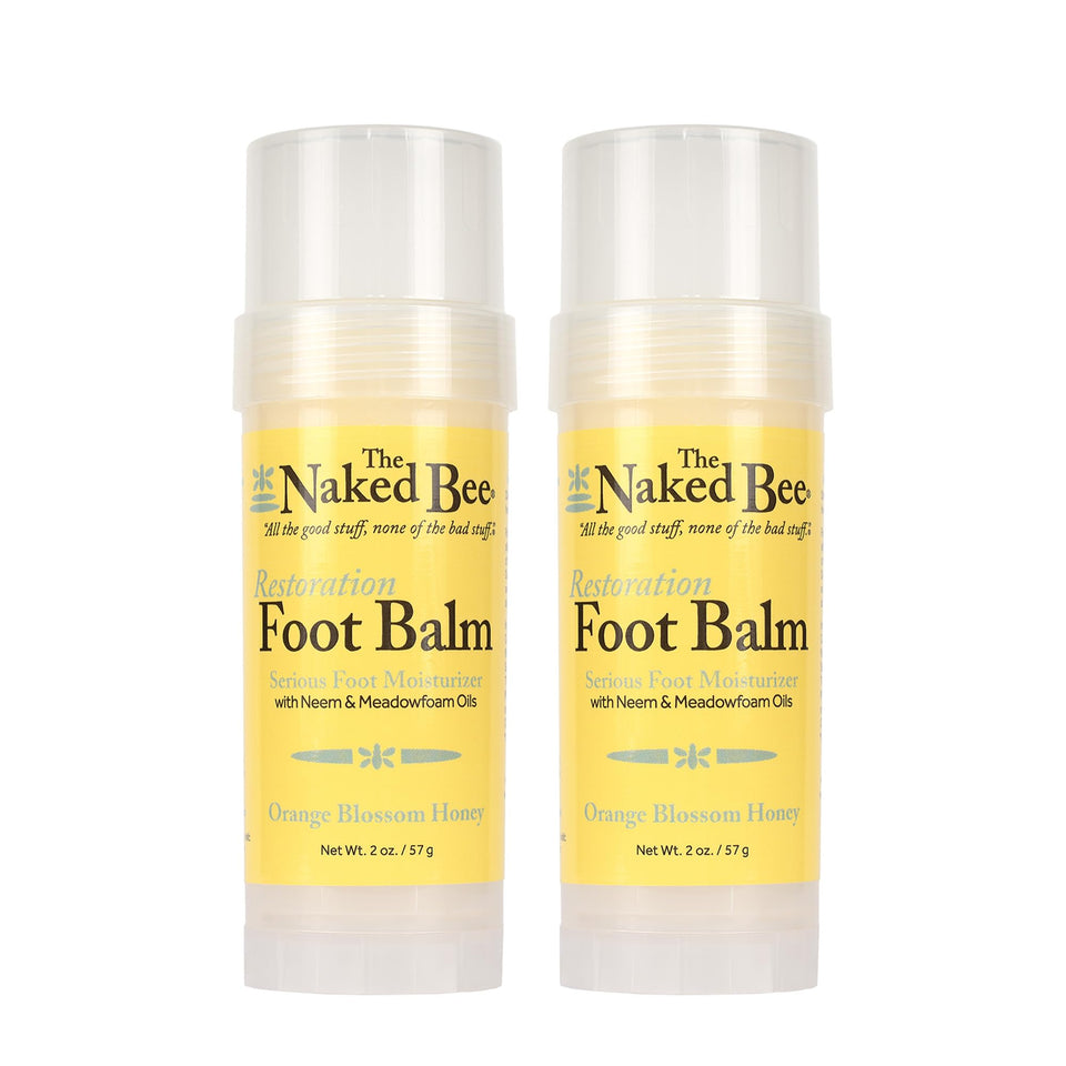 The Naked Bee front view of 2-pack balm showing label and orange blossom scent benefit