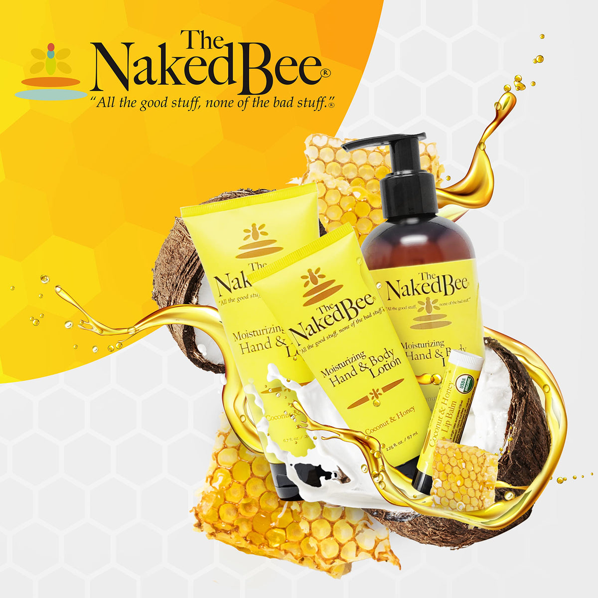 Applying The Naked Bee lotion to hands to show fast hydration benefit