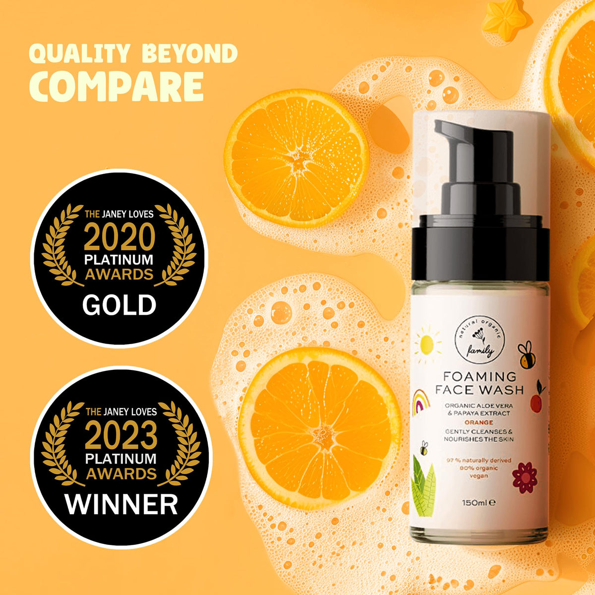 The Natural and Organic Family papaya extract ingredient highlighting gentle exfoliation
