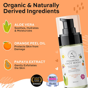The Natural and Organic Family size comparison in hand showing travel-friendly volume