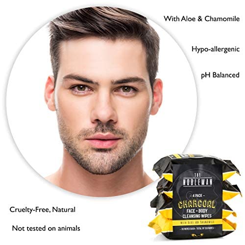 Product label with aloe and chamomile listing on The Nobleman package for soothing benefit