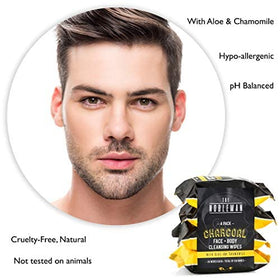 Product label with aloe and chamomile listing on The Nobleman package for soothing benefit