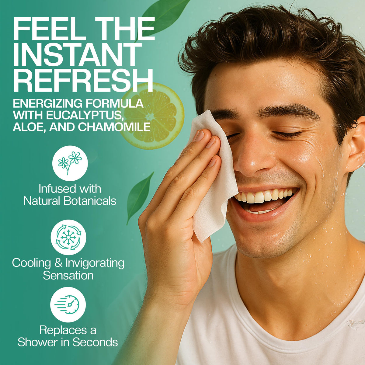 The Nobleman using wipe on neck after workout for cooling odor-control benefit