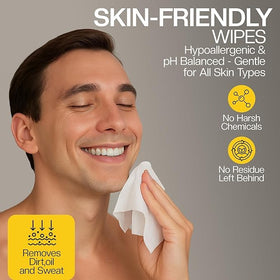 The Nobleman wipe wiping forearm highlighting cooling eucalyptus comfort