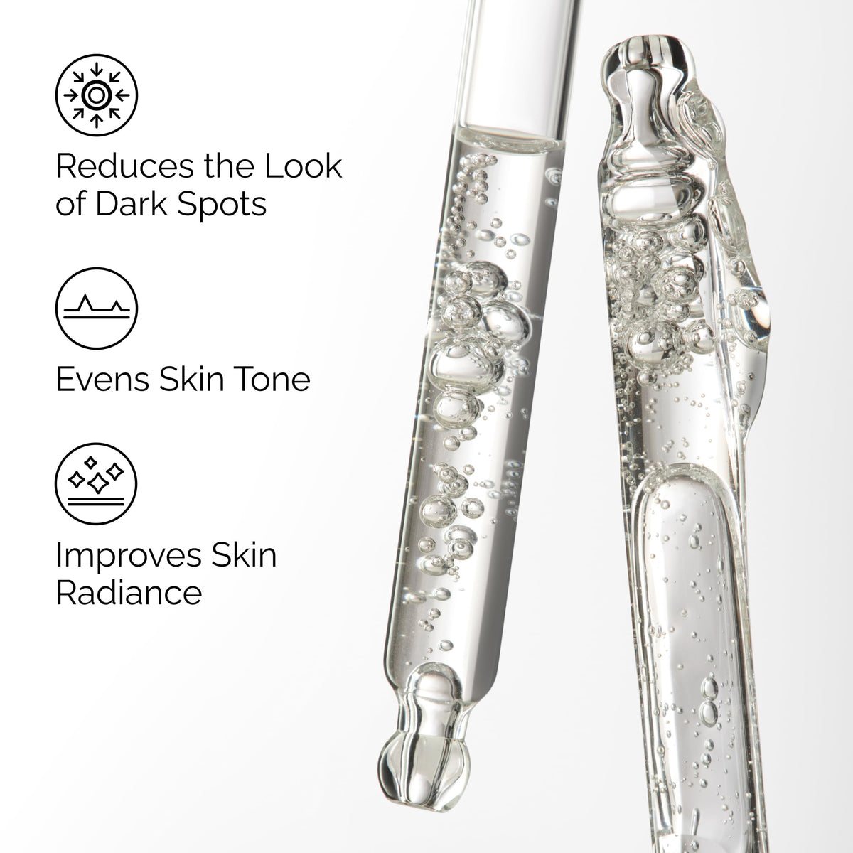 The Ordinary clear lightweight serum texture close-up, highlights hydration and fast absorption