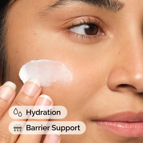 The Ordinary applied on hand illustrating immediate hydration and smooth finish