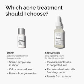 The Ordinary before and after spot illustration showing reduced redness