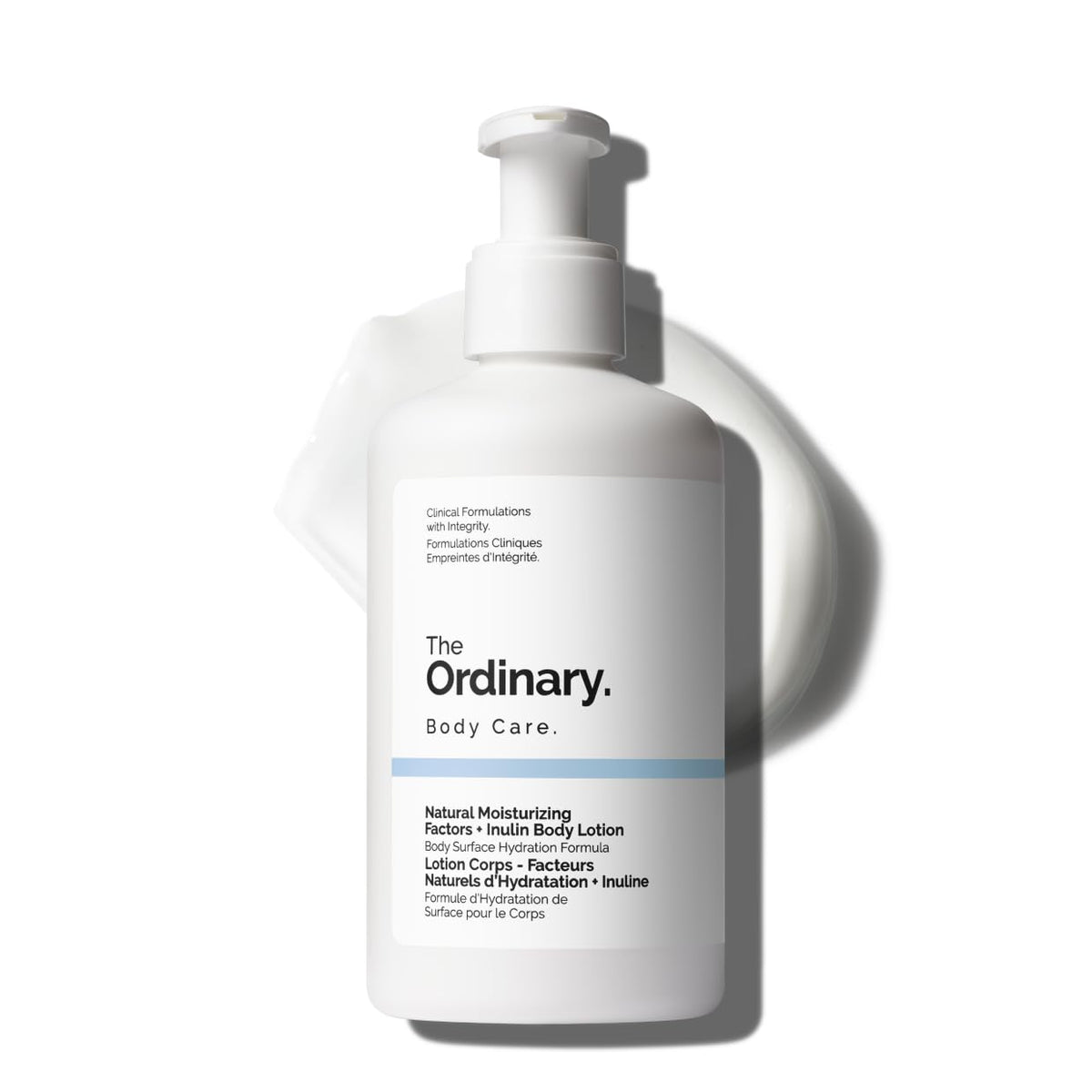 The Ordinary bottle front packaging showing lightweight lotion and brand benefit