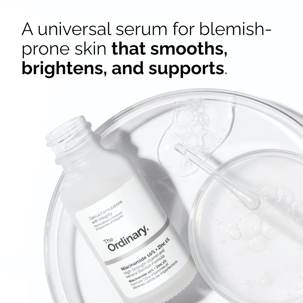 The Ordinary caffeine serum pipette dispensing a drop for precise application