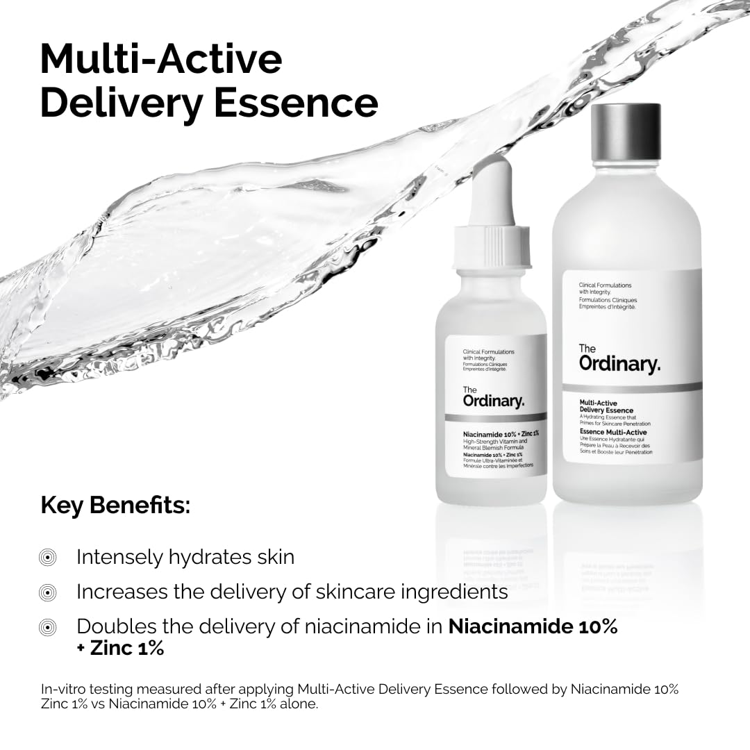 Applying The Ordinary essence to hands before patting onto face to boost moisture
