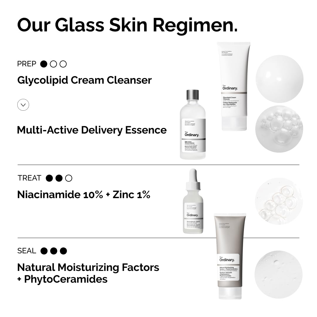 The Ordinary essence bottle beside a ruler showing 3.4 fl oz size and scale