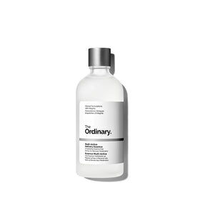 The Ordinary essence styled on a bathroom shelf depicting daily routine integration