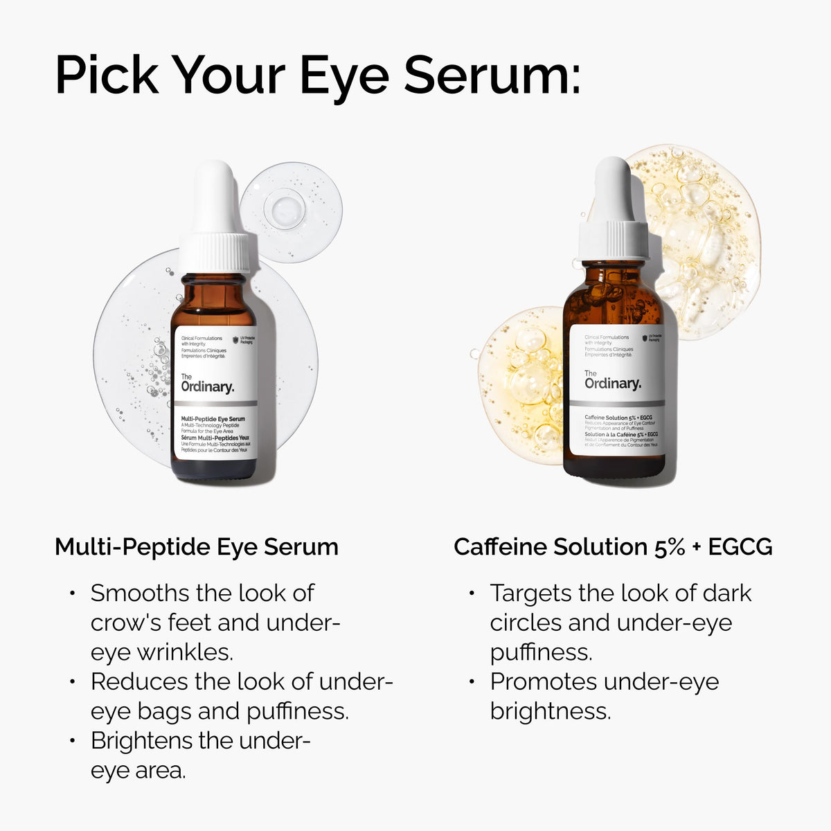 The Ordinary before and after eye area showing reduced lines and brightness