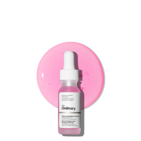 The Ordinary bottle front view showing packaging and compact size benefit